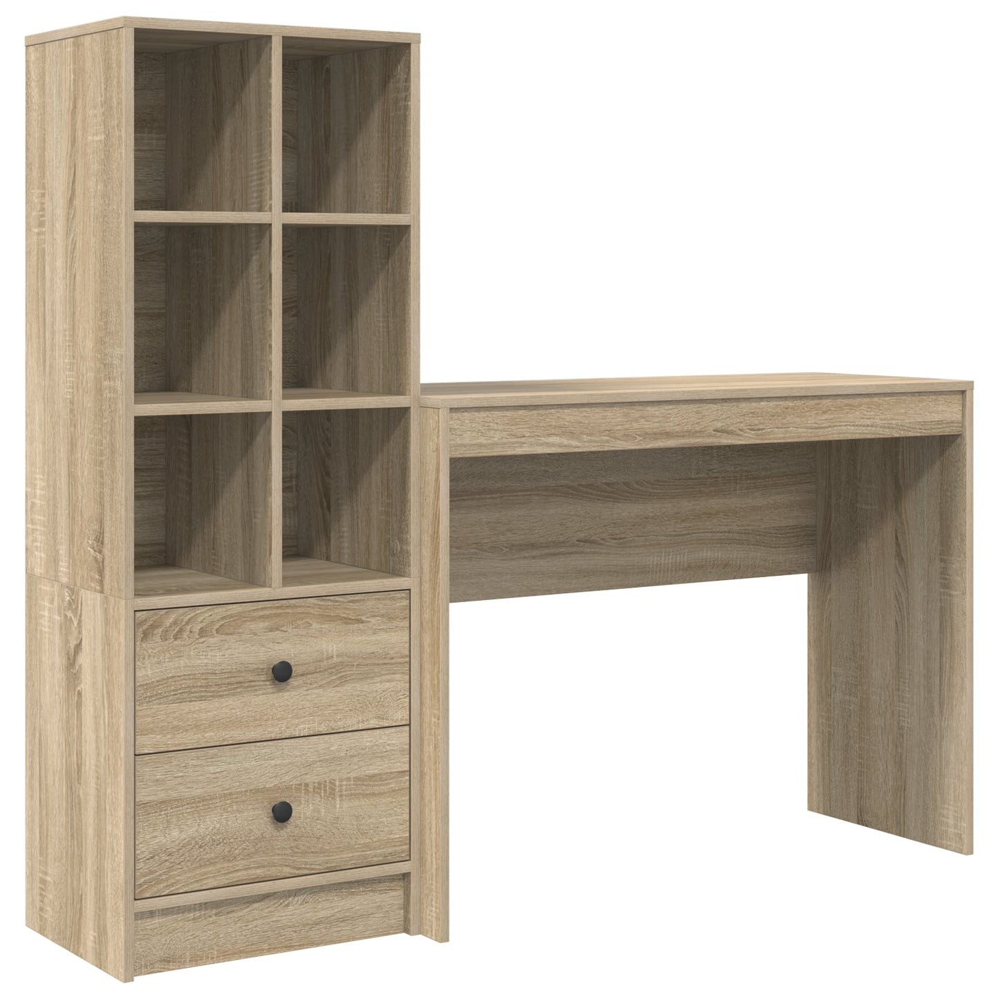 Desk with Storage Sonoma Oak Engineered Wood