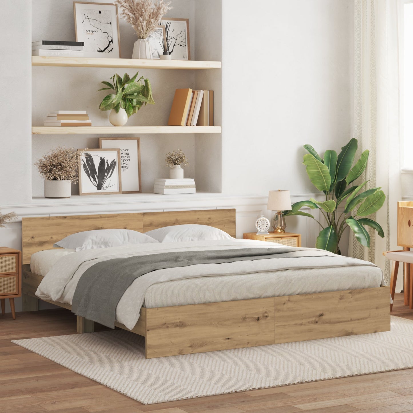 Modern Wooden Super King Size 1.8m Bed Frame Base With Headboard Wood Beds