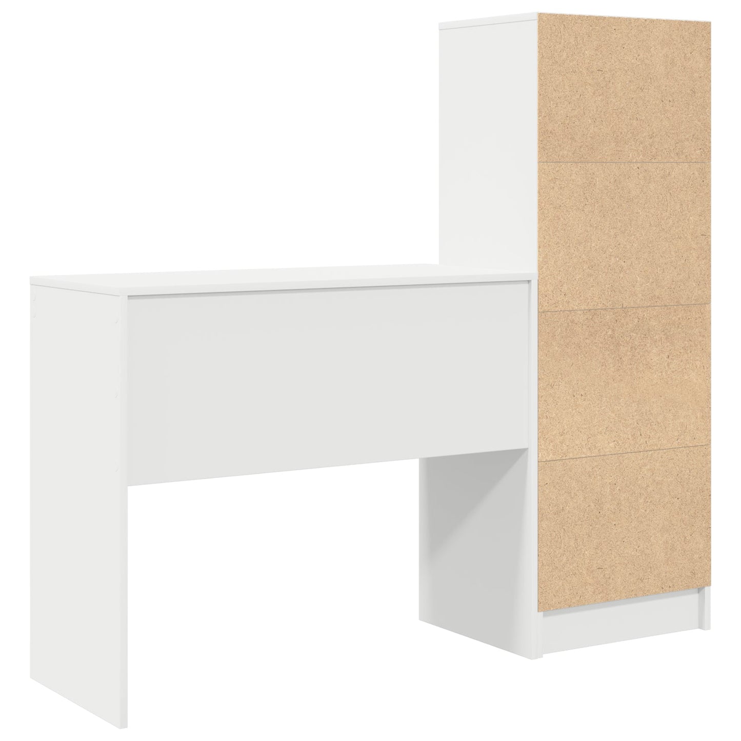 Desk with Storage White Engineered Wood