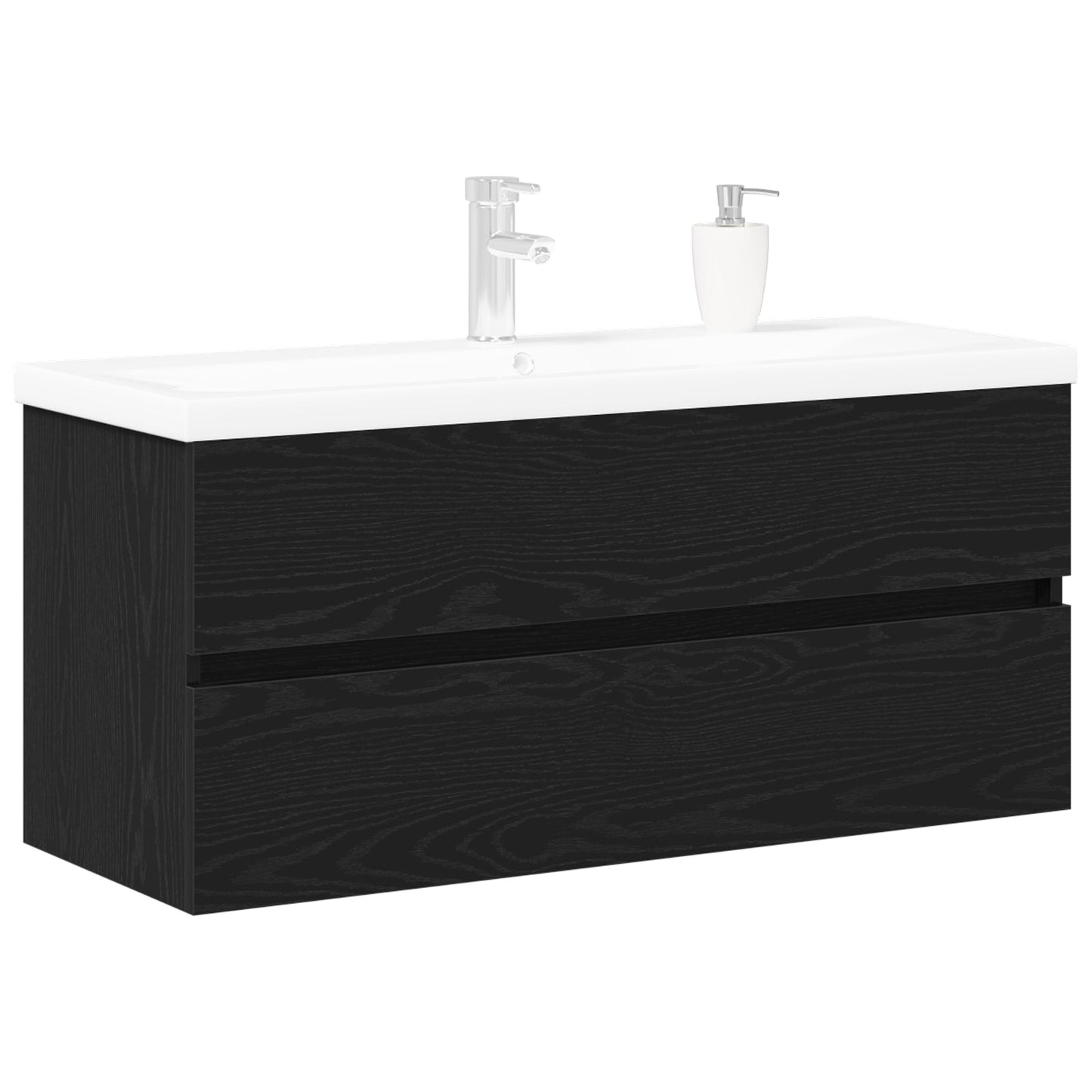 Sink Cabinet with Built-in Basin Black Oak Engineered Wood