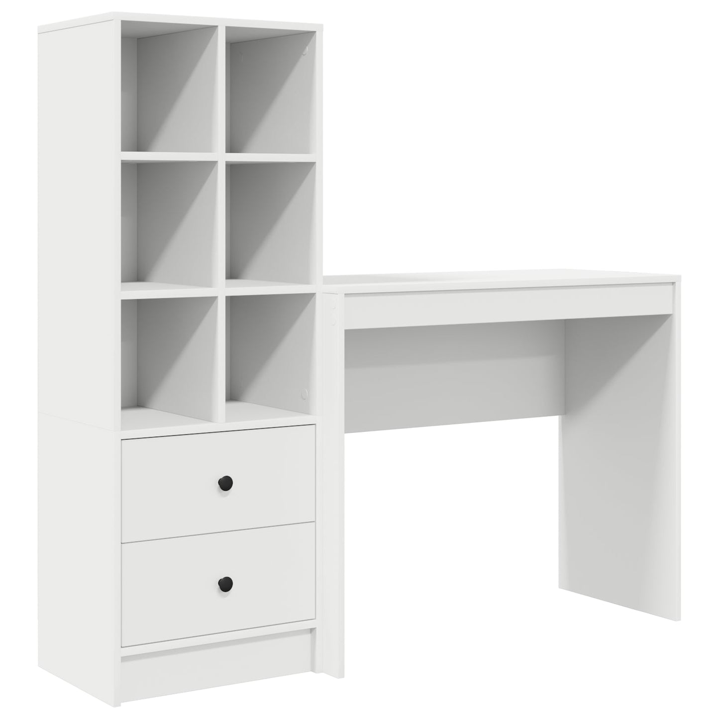 Desk with Storage White Engineered Wood