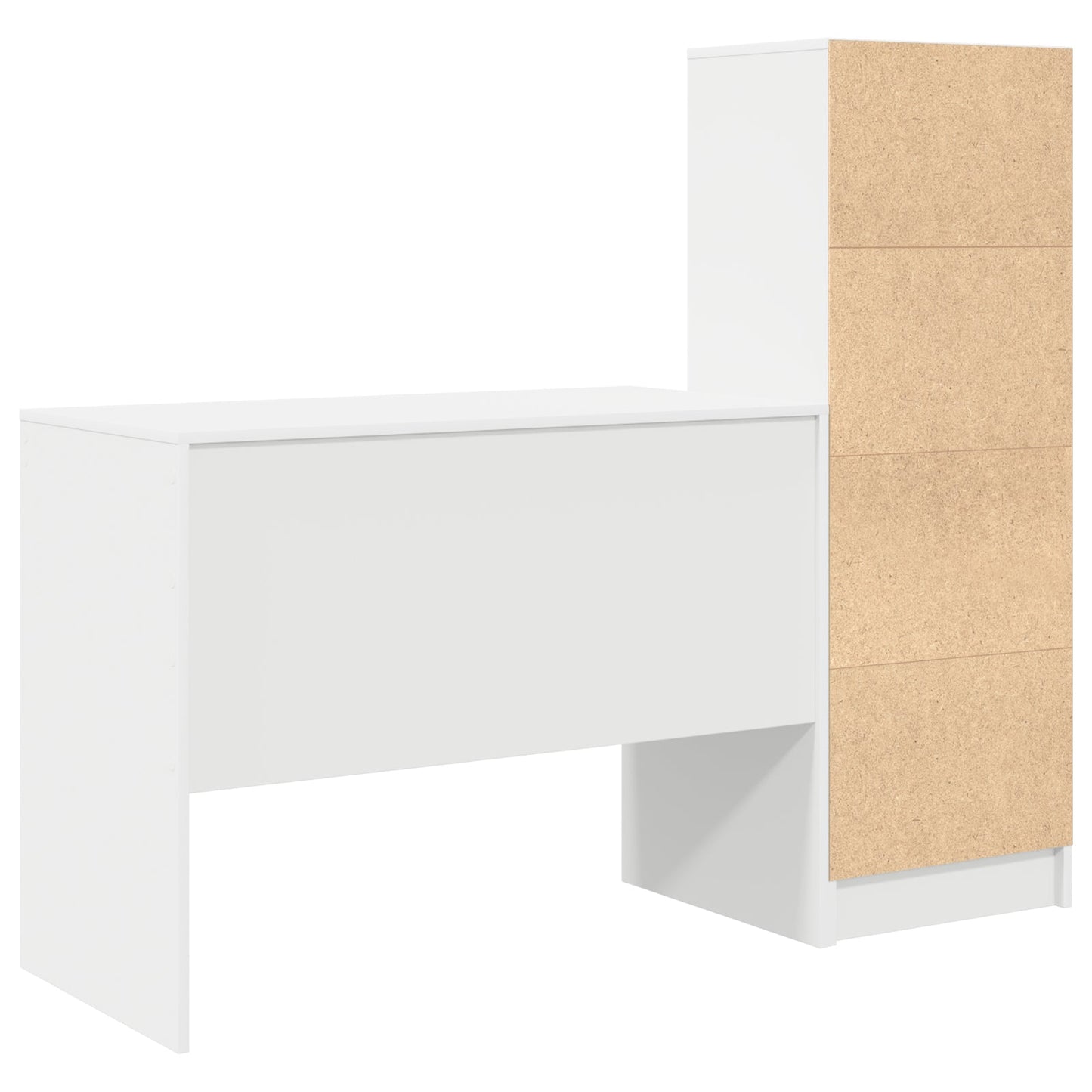 Desk with Storage White Engineered Wood