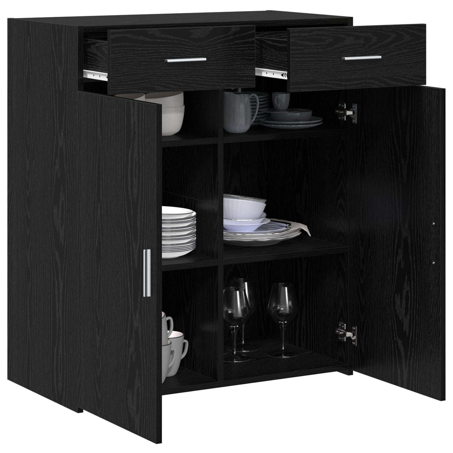 Storage Cabinet Black Oak 80x42.5x93.5 cm Engineered Wood