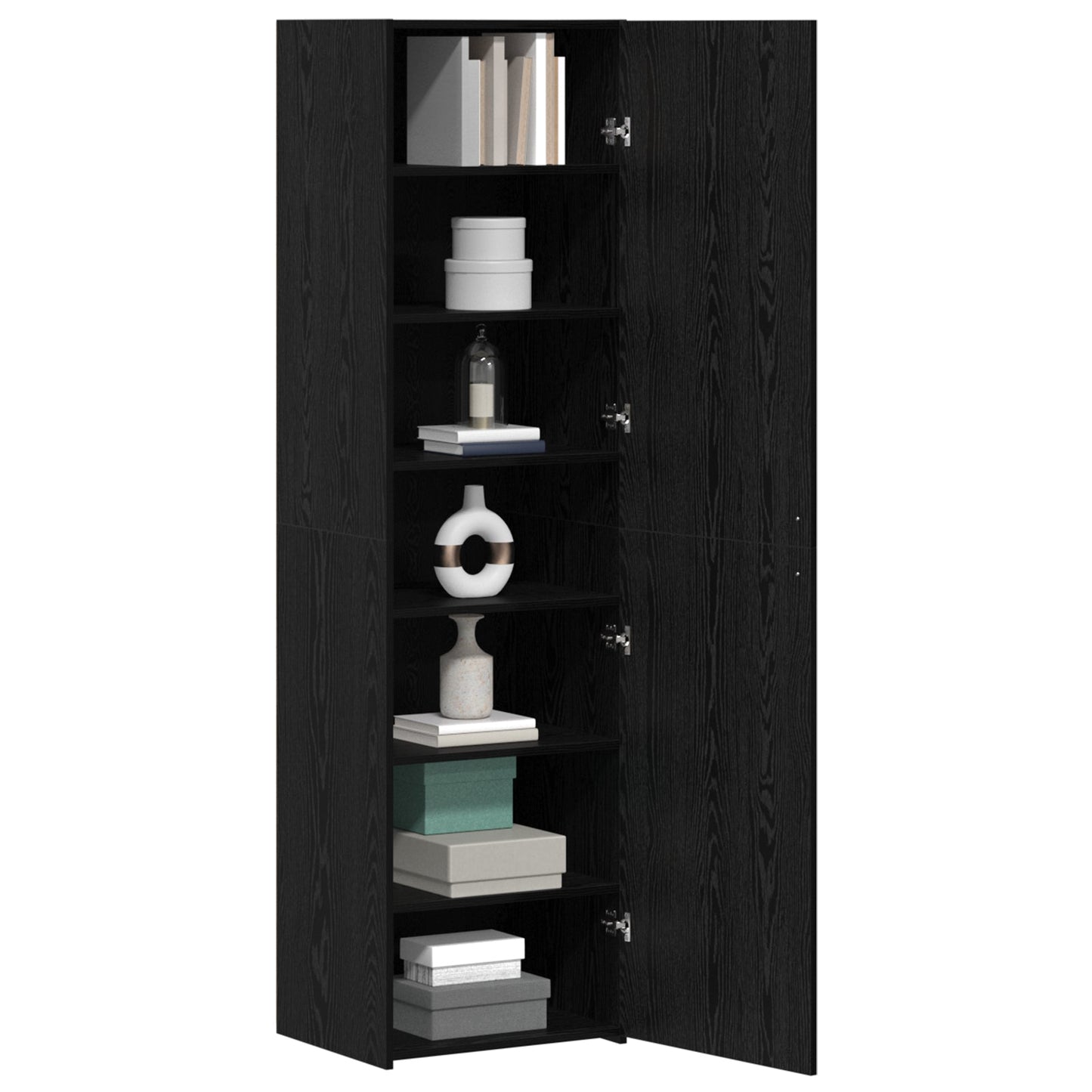 Highboard Black Oak 50x42.5x185 cm Engineered Wood