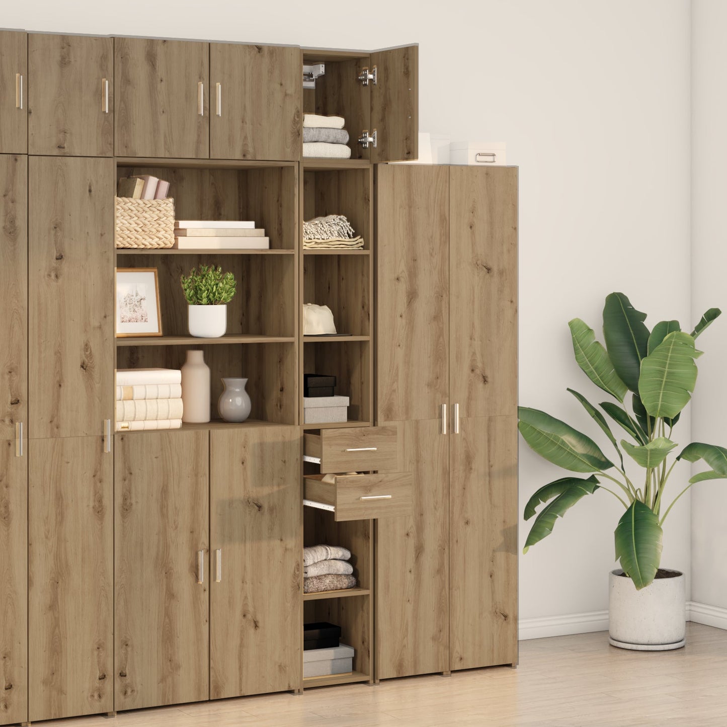 Slim Storage Cabinet Artisan Oak 30x42.5x225 cm Engineered Wood, vidaXL Wall Cabinet Artisan Oak 30x42.5x40 cm Engineered Wood, vidaXL Highboard Artisan Oak 30x42.5x185 cm Engineered Wood