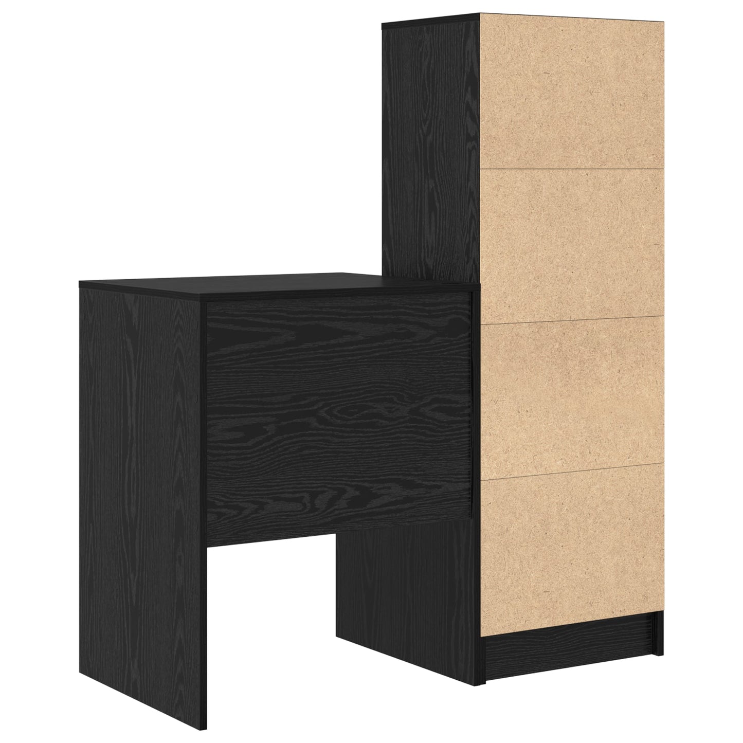 Desk with Storage Black Oak Engineered Wood