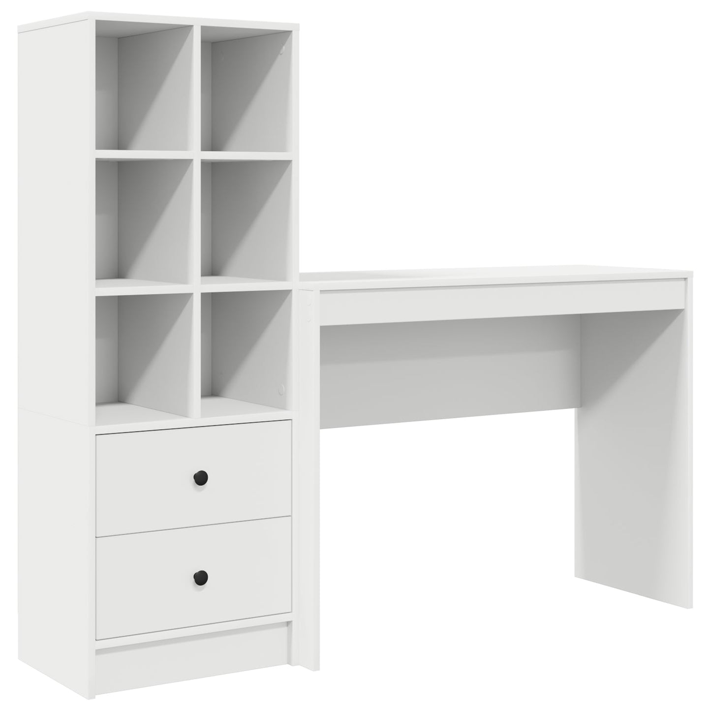 Desk with Storage White Engineered Wood