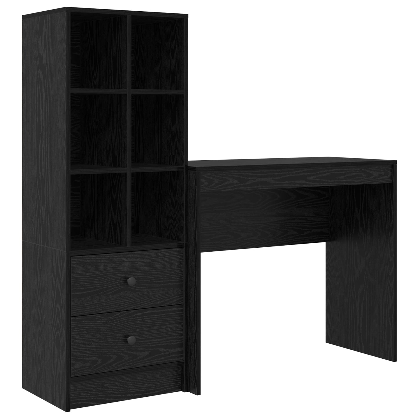 Desk with Storage Black Oak Engineered Wood