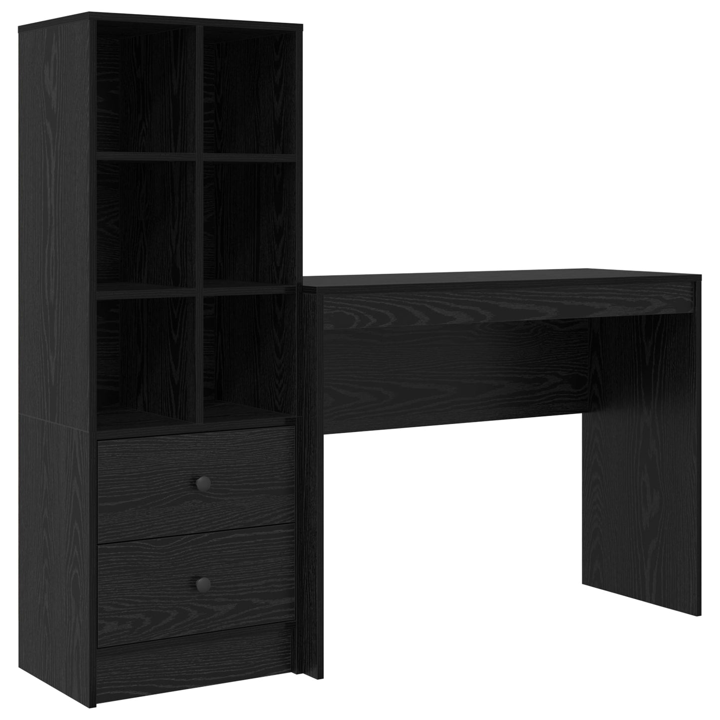 Desk with Storage Black Oak Engineered Wood