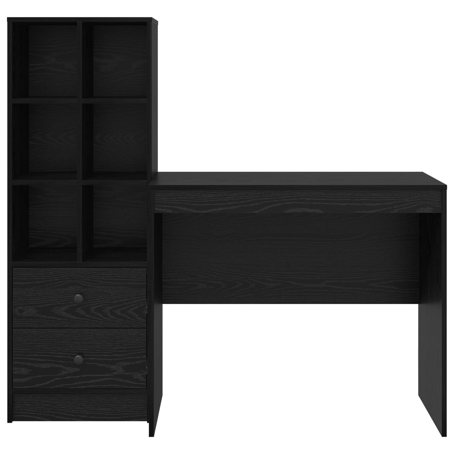 Desk with Storage Black Oak Engineered Wood