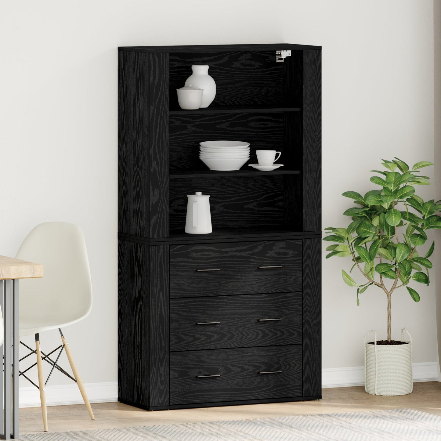 Highboard Black Oak Engineered Wood