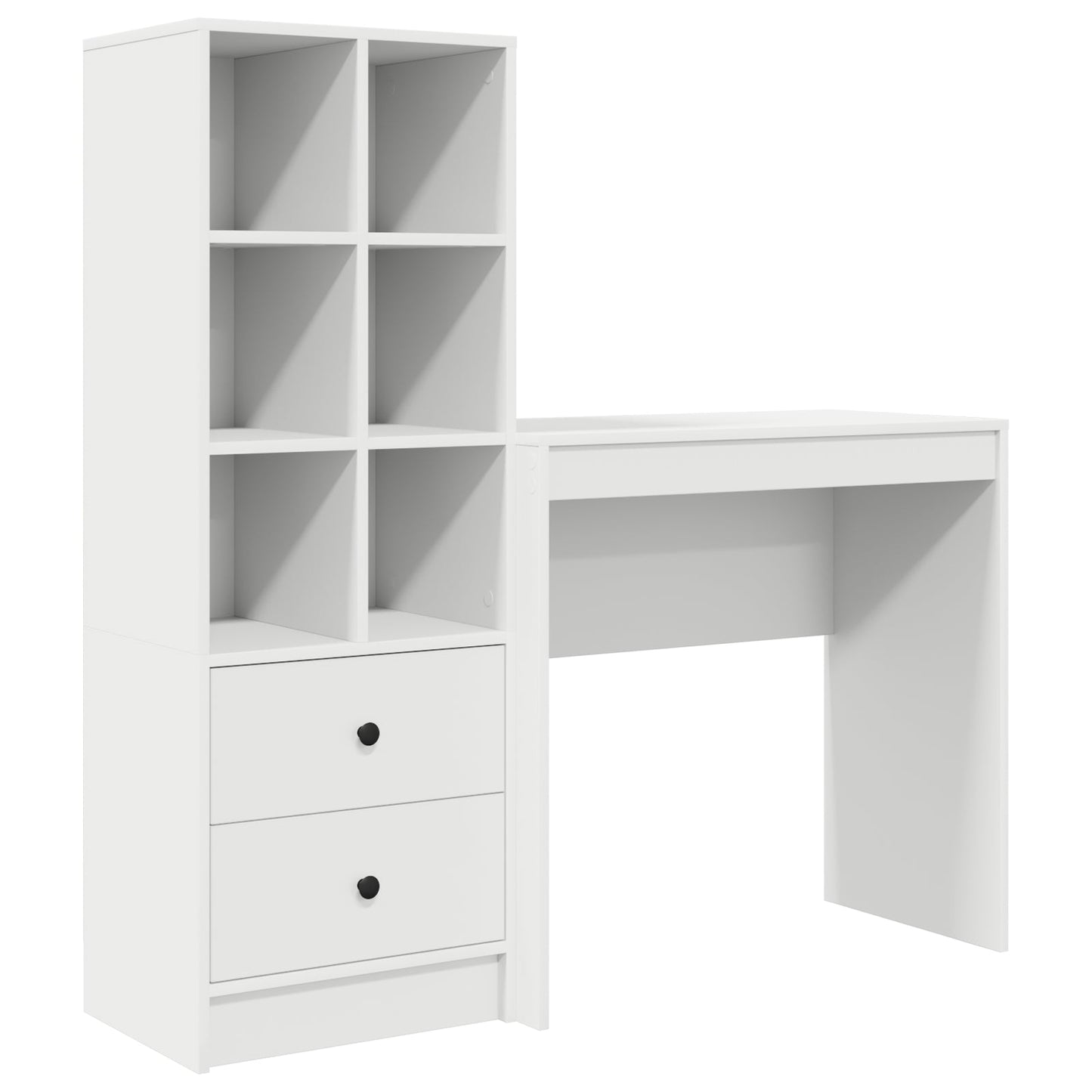 Desk with Storage White Engineered Wood