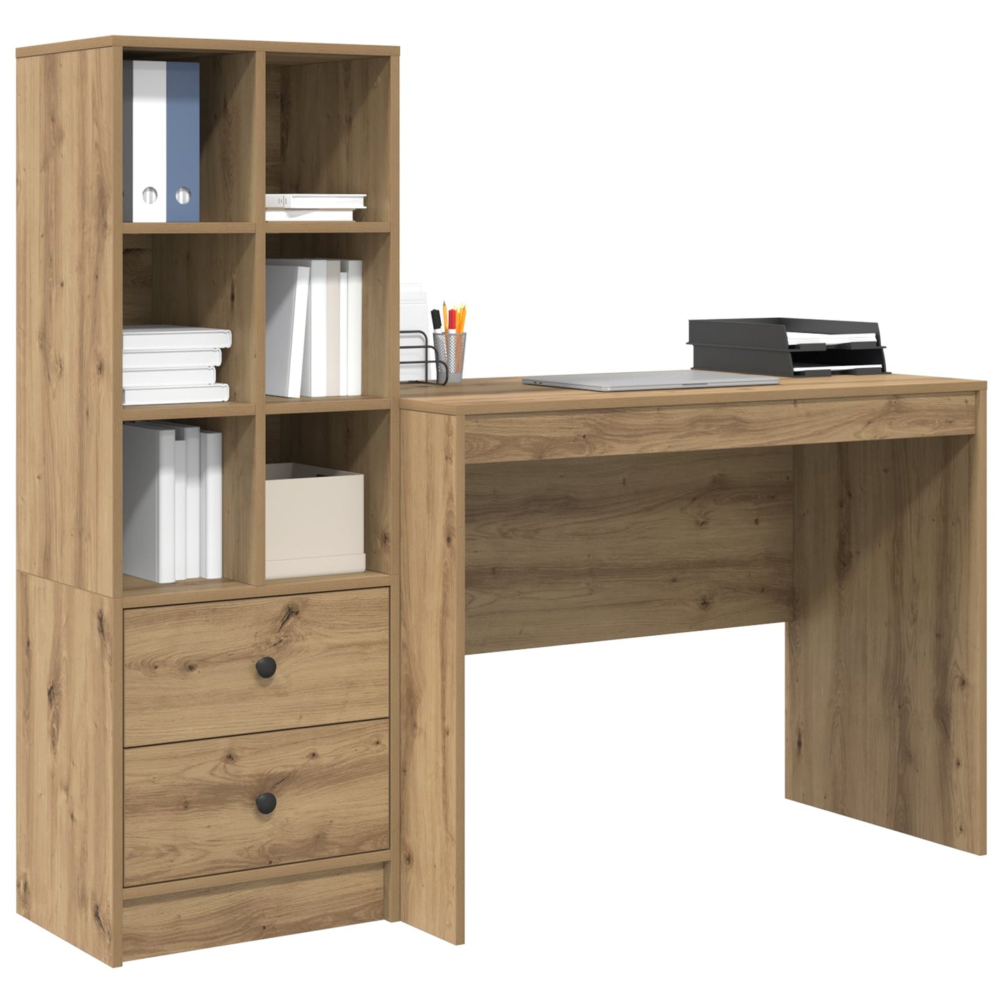 Desk with Storage Artisan Oak Engineered Wood