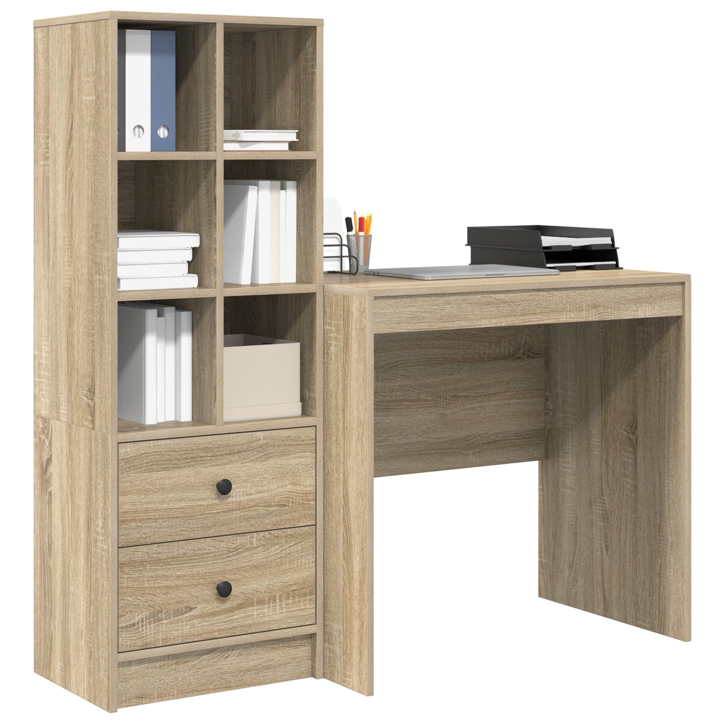 Desk with Storage Sonoma Oak Engineered Wood, vidaXL Desk Sonoma Oak 80x50x76 cm Engineered wood