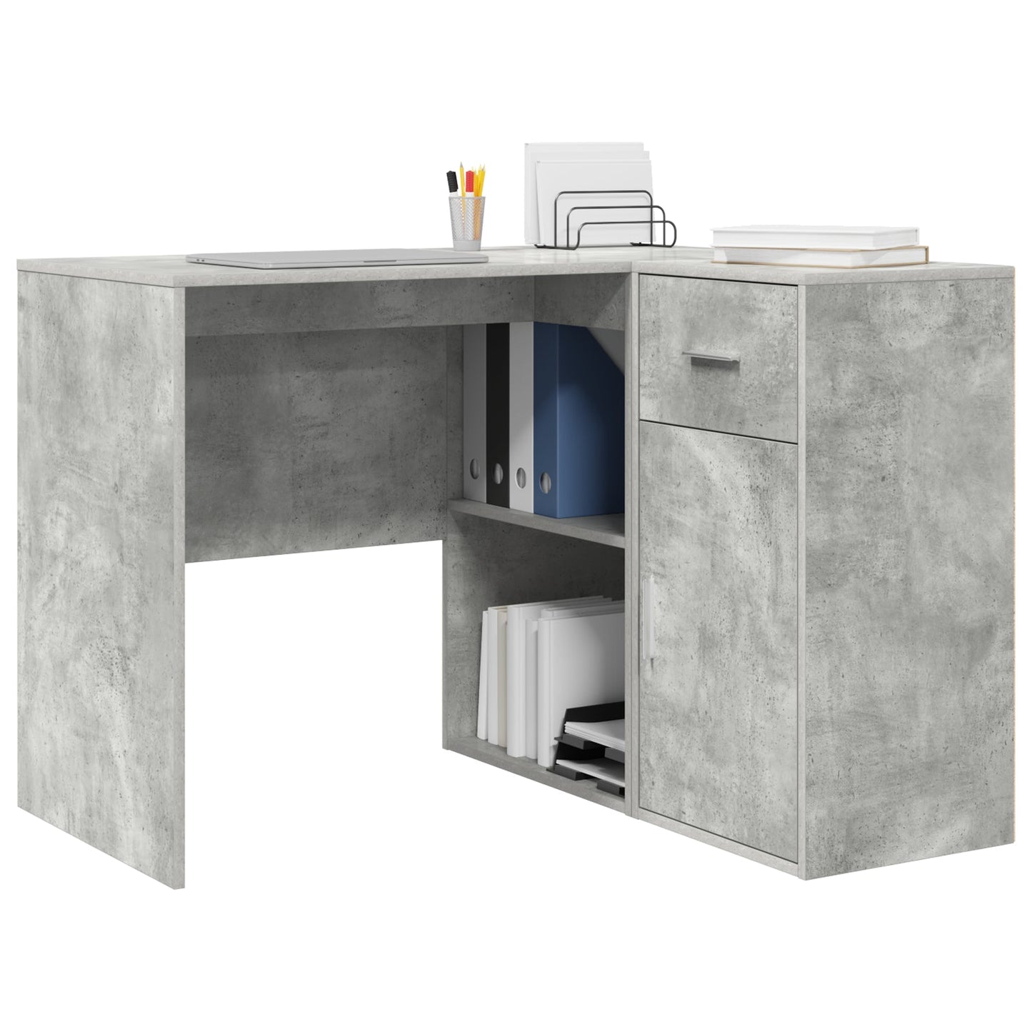 Corner Desk Concrete Grey 102x88x75 cm Engineered Wood