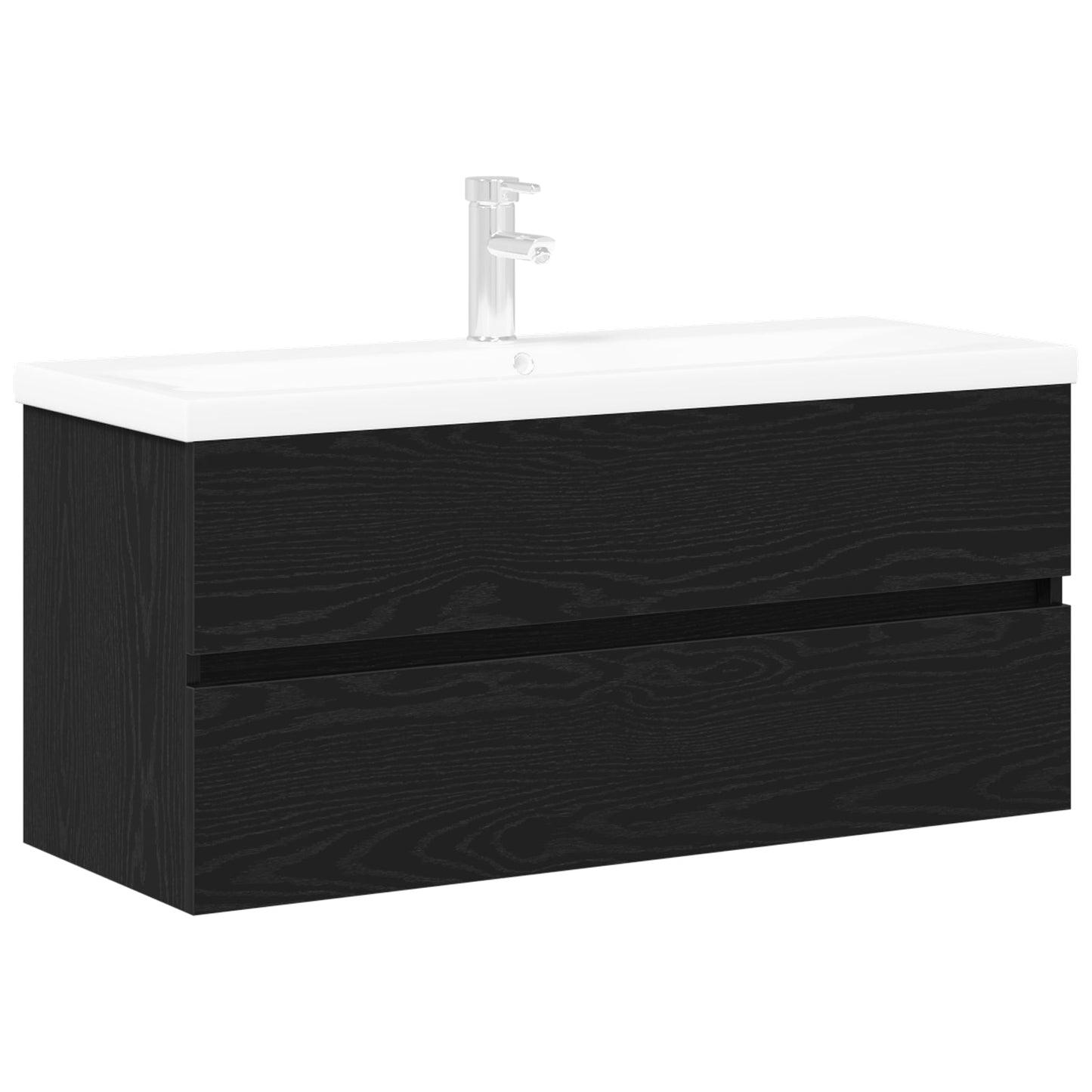 Sink Cabinet with Built-in Basin Black Oak Engineered Wood