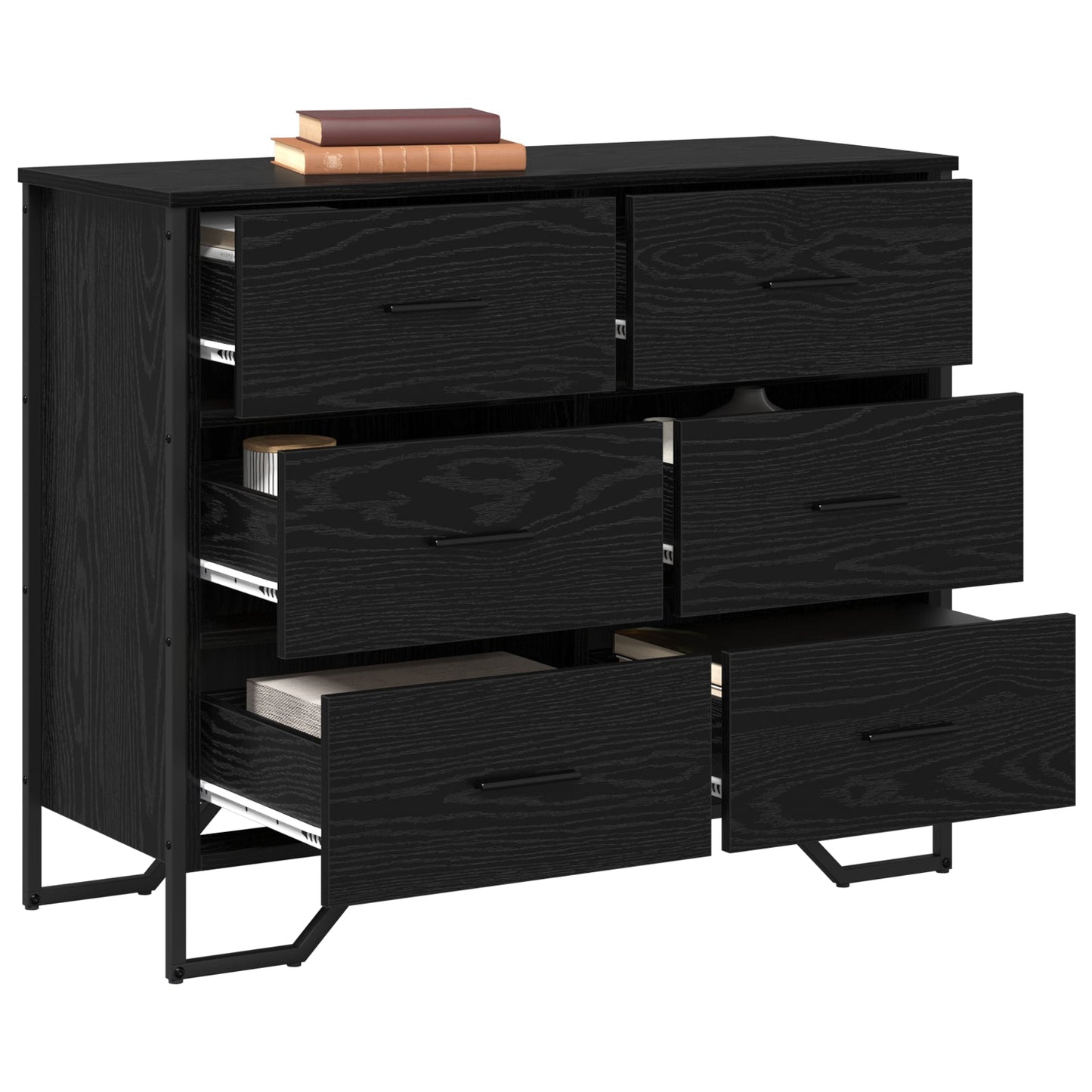 Chest of Drawers Black Oak 91x35.5x74.5 cm Engineered Wood