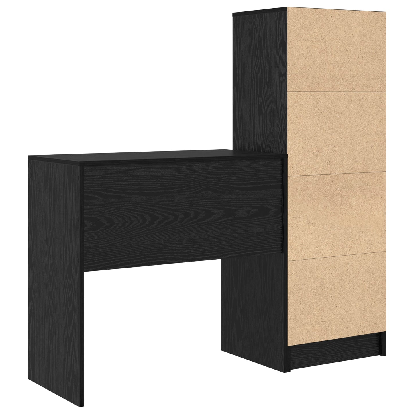 Desk with Storage Black Oak Engineered Wood