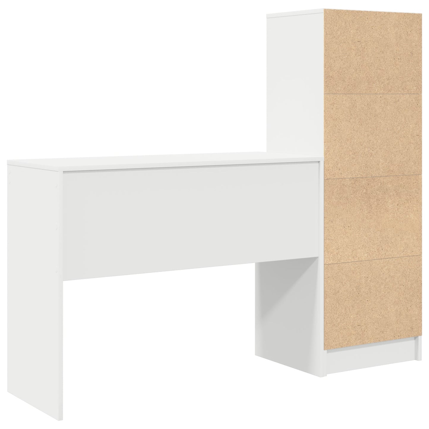 Desk with Storage White Engineered Wood