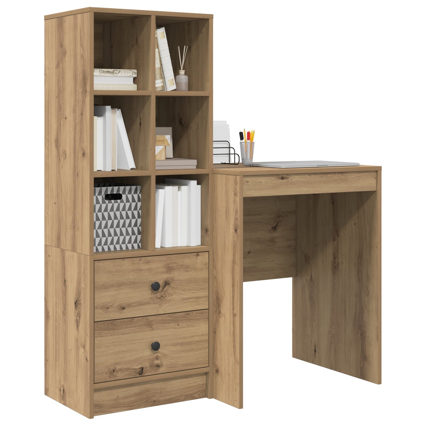 Desk with Storage Artisan Oak Engineered Wood