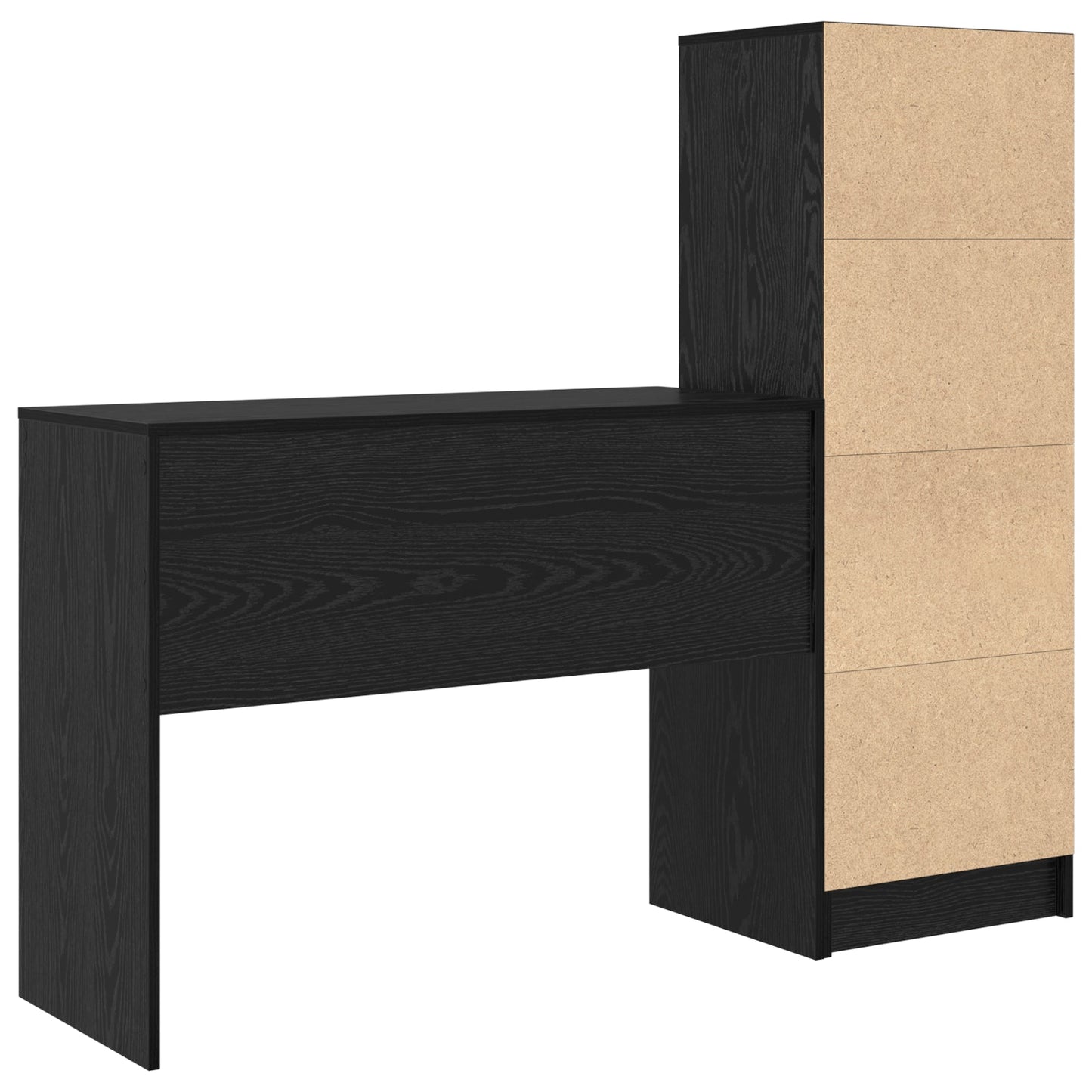 Desk with Storage Black Oak Engineered Wood