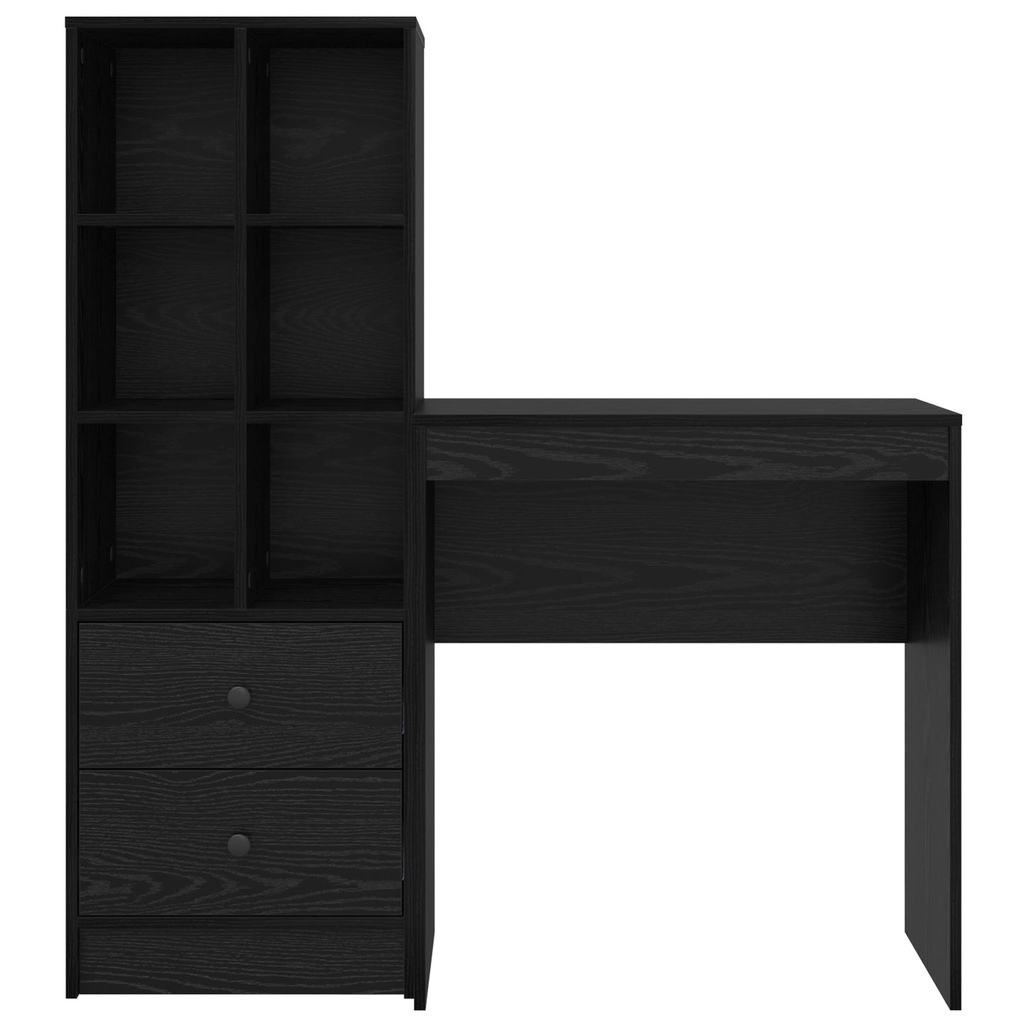 Desk with Storage Black Oak Engineered Wood
