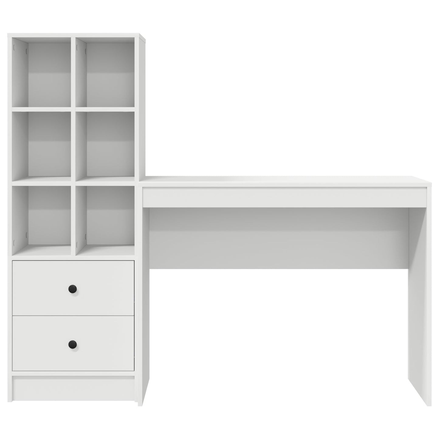 Desk with Storage White Engineered Wood