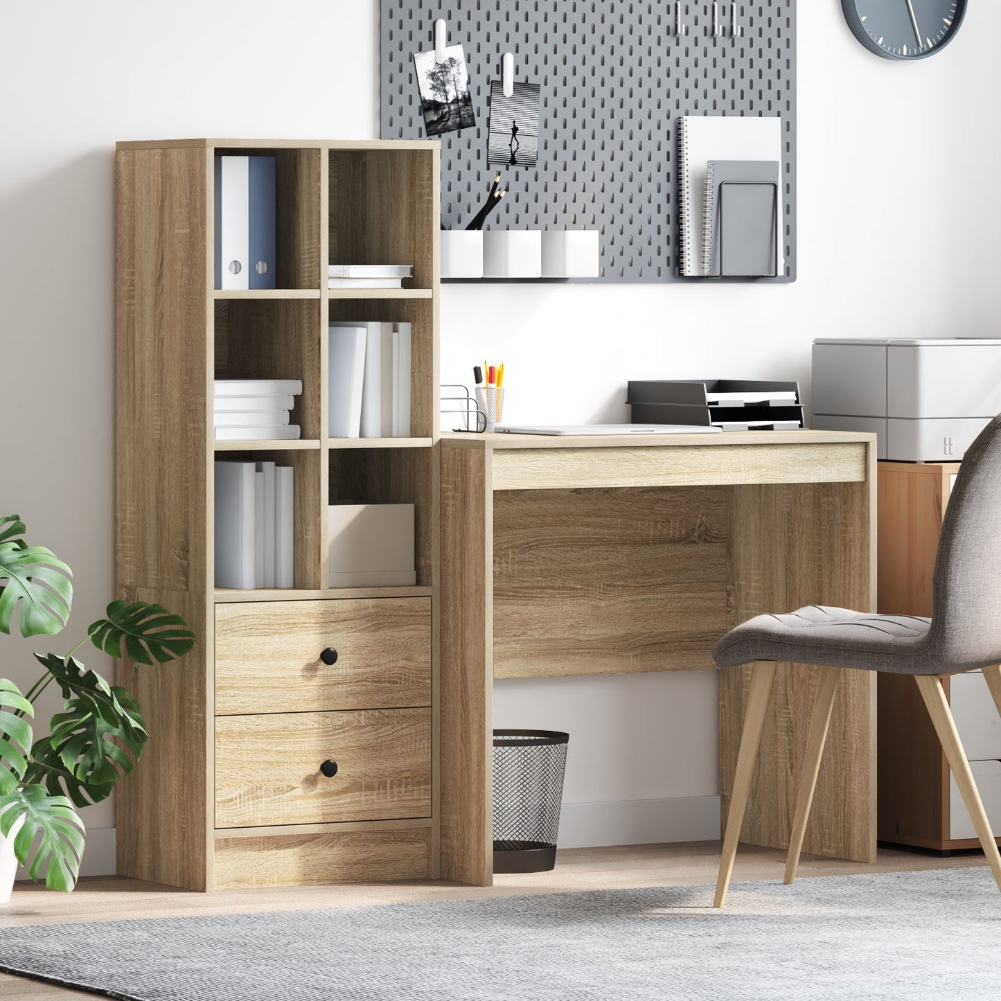 Desk with Storage Sonoma Oak Engineered Wood, vidaXL Desk Sonoma Oak 80x50x76 cm Engineered wood