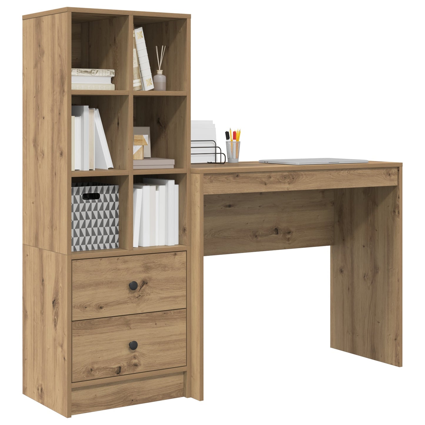 Desk with Storage Artisan Oak Engineered Wood