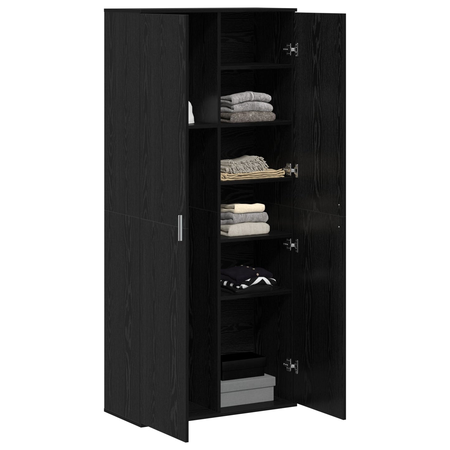 Highboard Black Oak 80x35x180 cm Engineered Wood