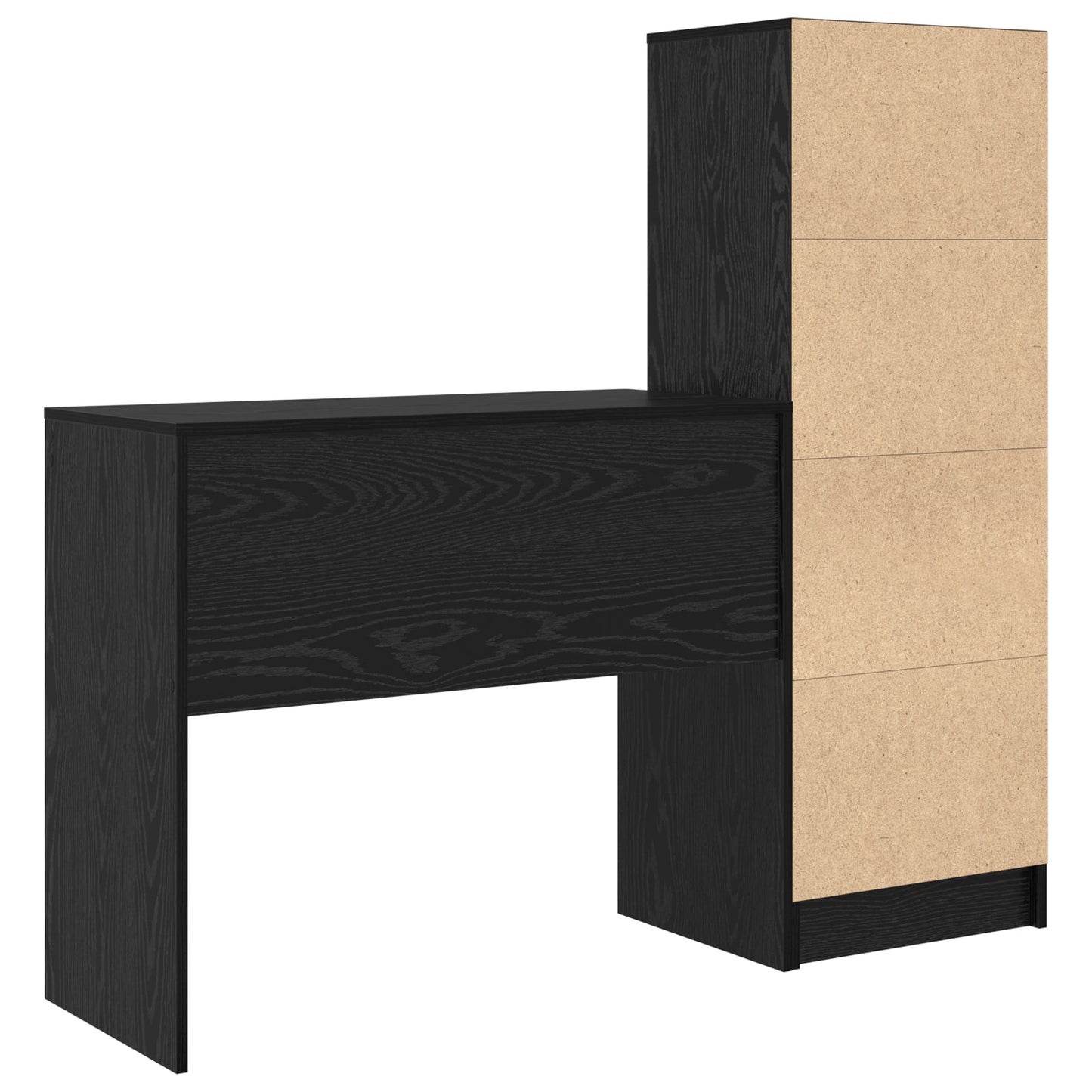 Desk with Storage Black Oak Engineered Wood