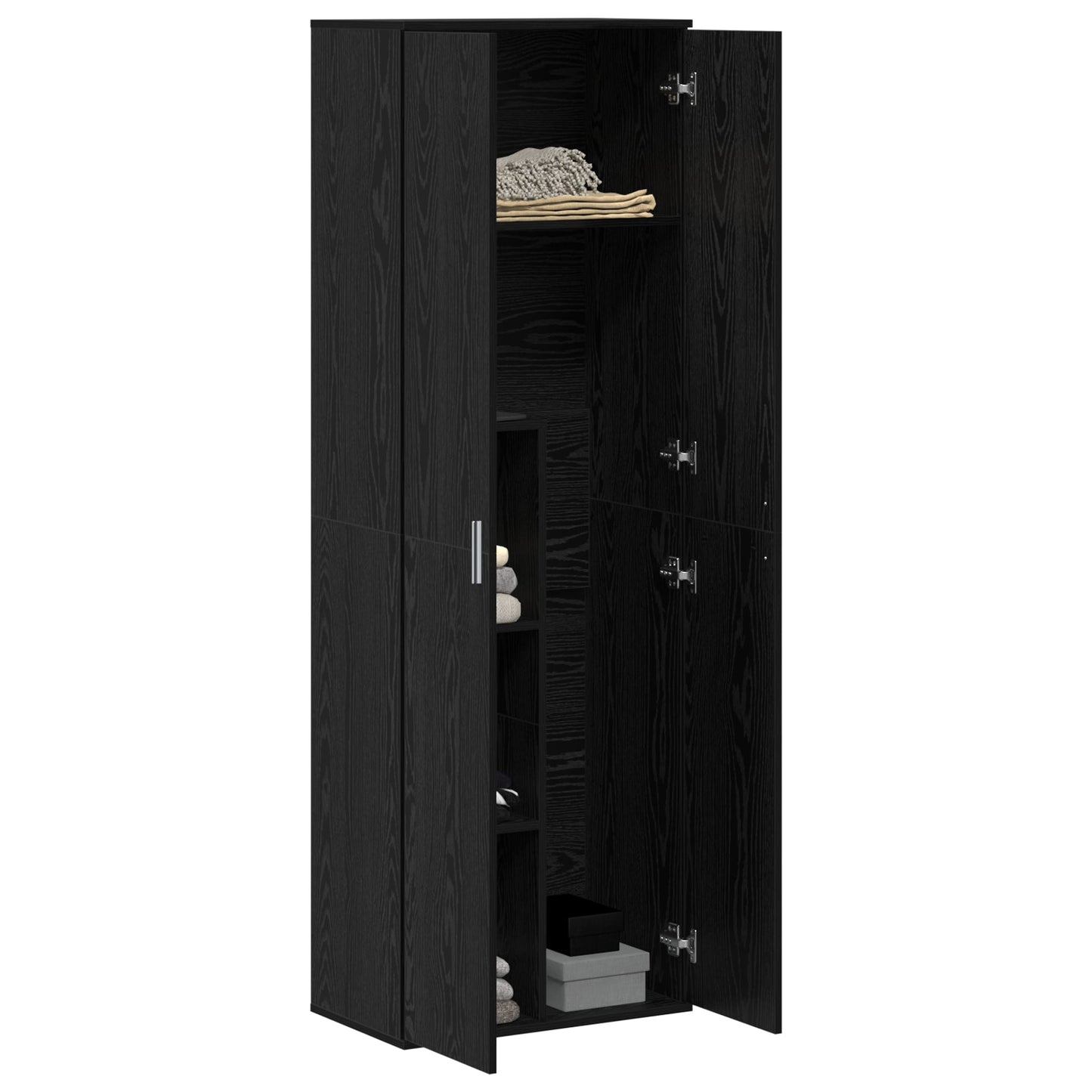 Highboard Black Oak 60x35x180 cm Engineered Wood