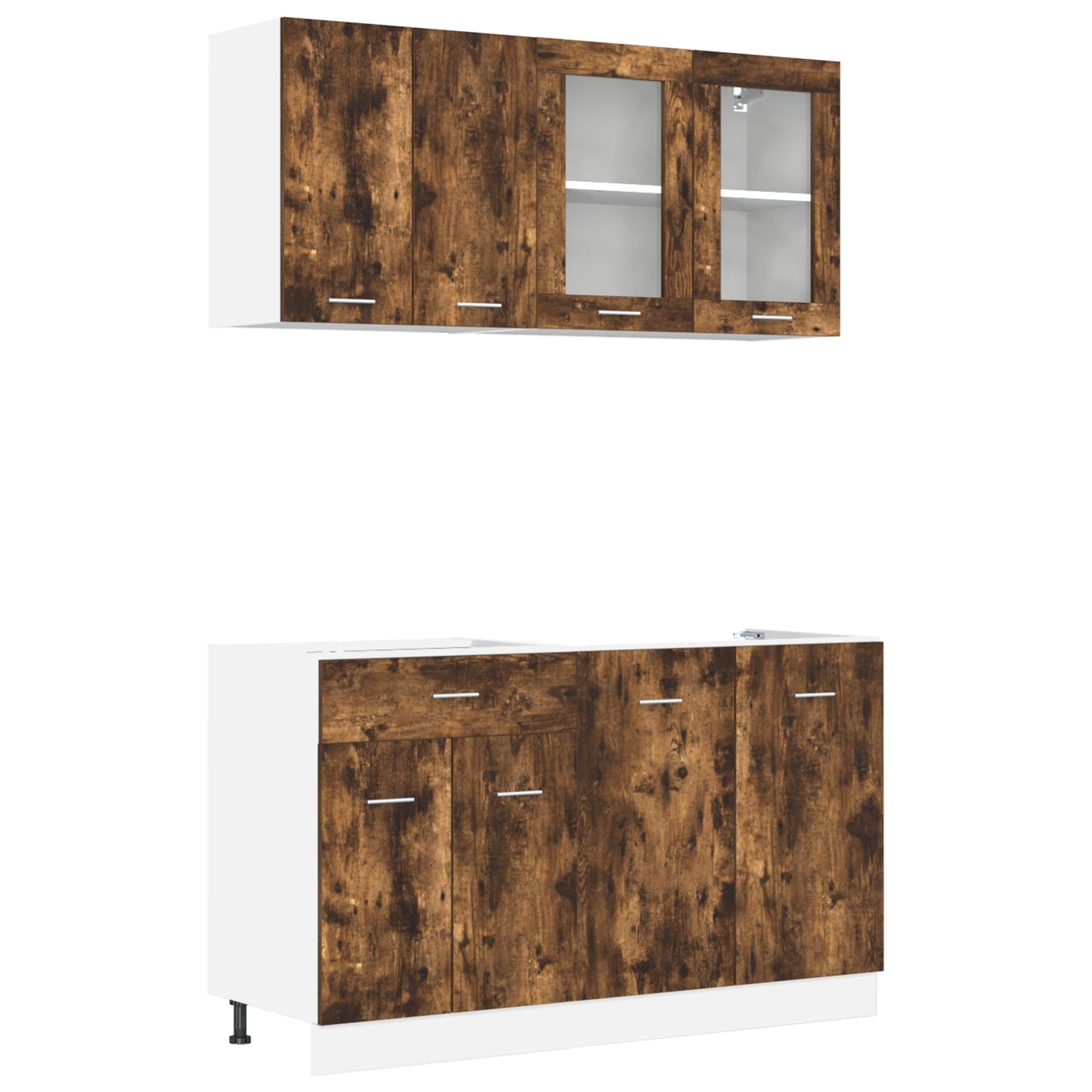 4 Piece Kitchen Cabinet Set Smoked Oak Engineered Wood