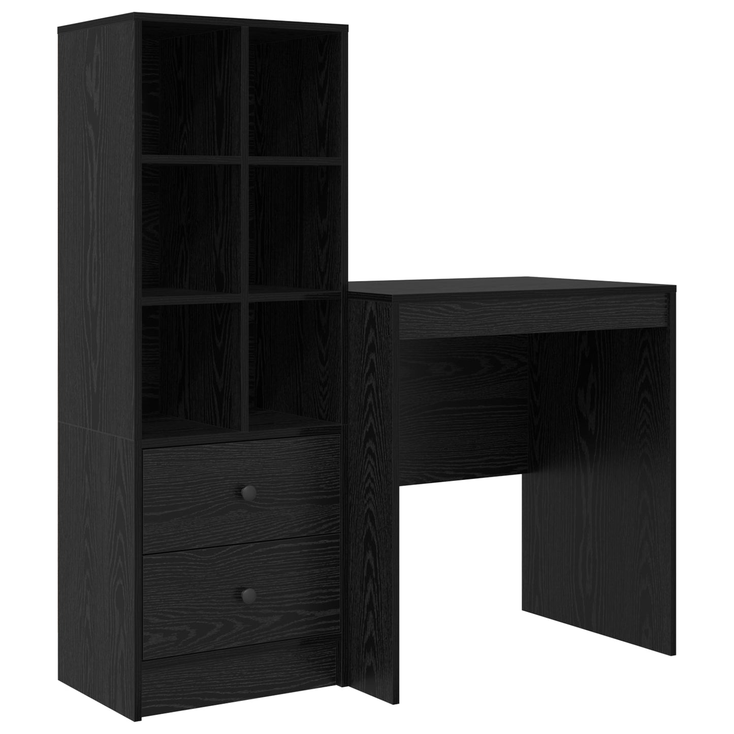 Desk with Storage Black Oak Engineered Wood