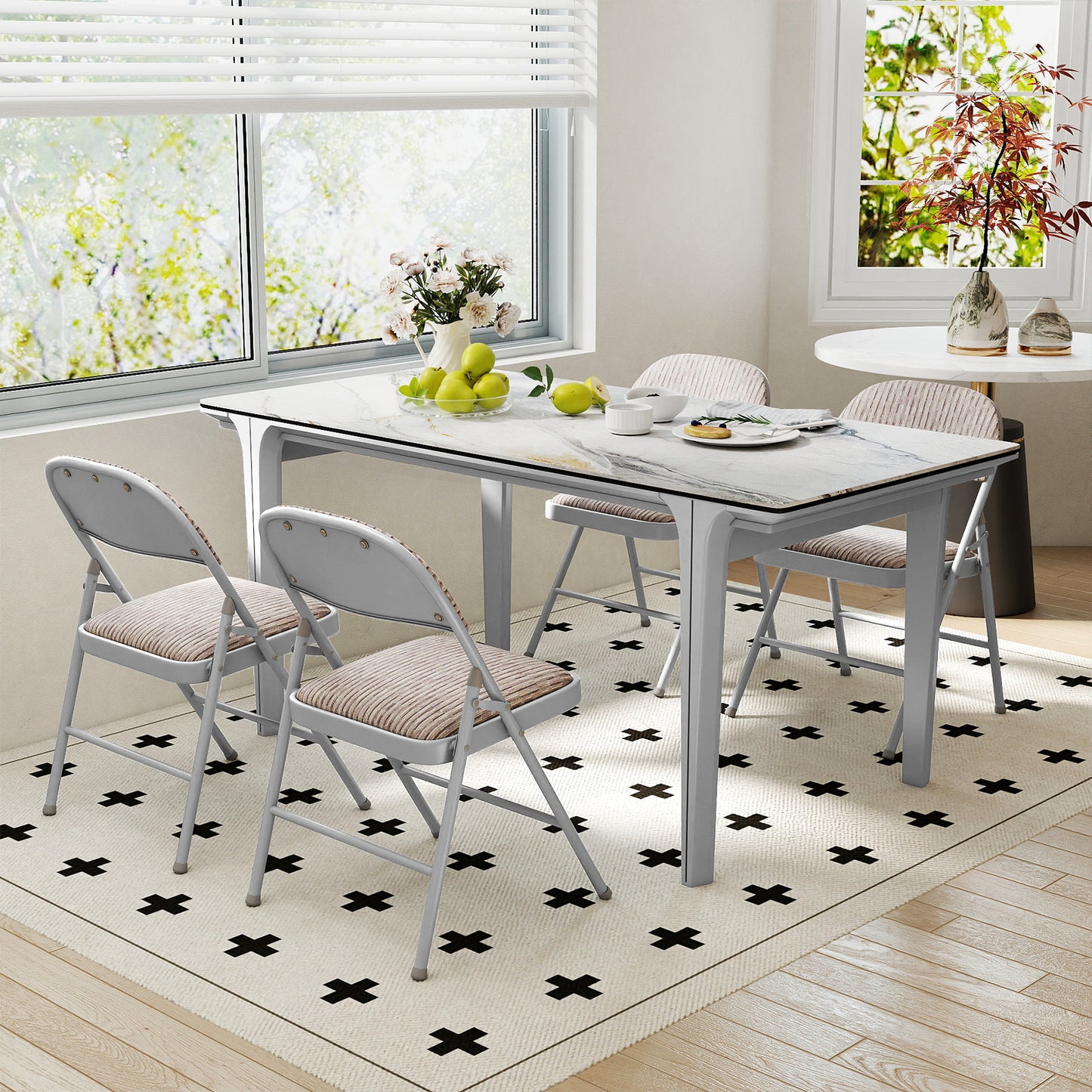 Padded Party Chairs with Metal Frame for Indoor Outdoor Use-Black