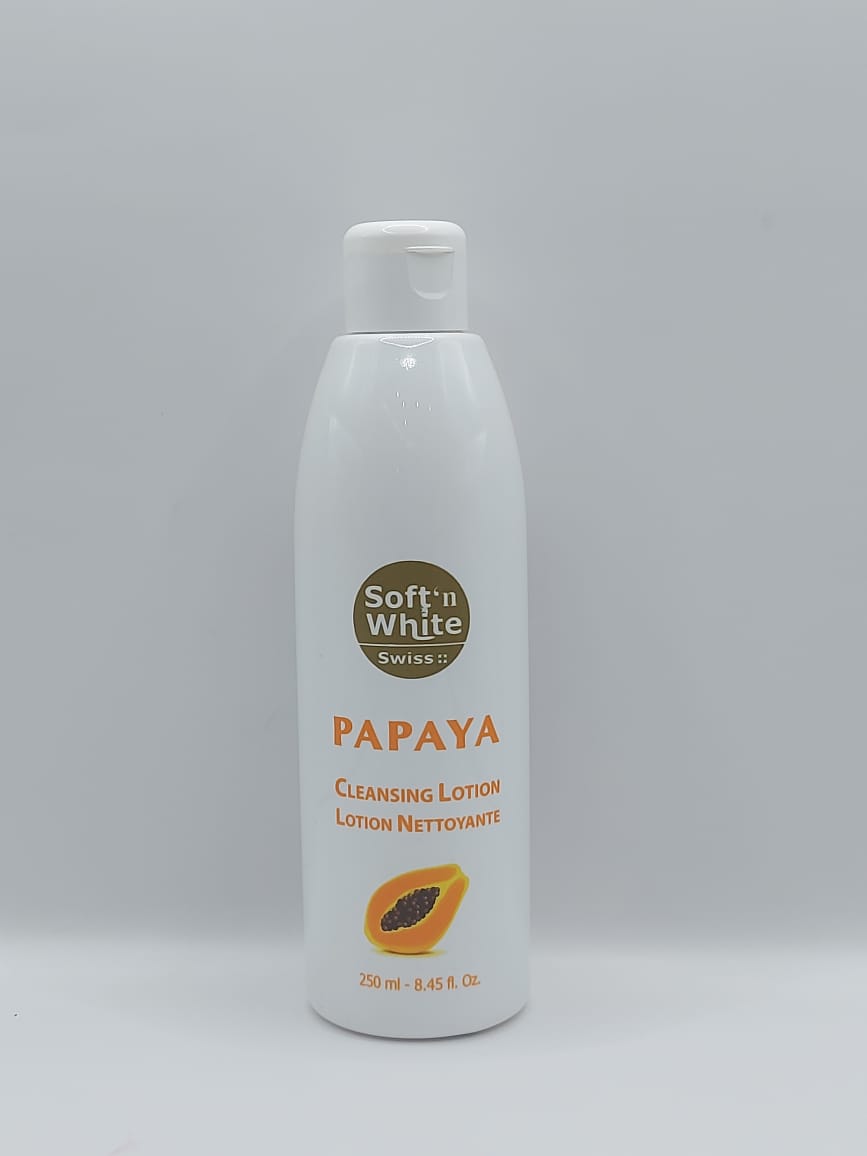 Soft'n White Papaya Cleansing Lotion Brightening & Smoothing for Radiant Skin 250 ml / 8.45 oz