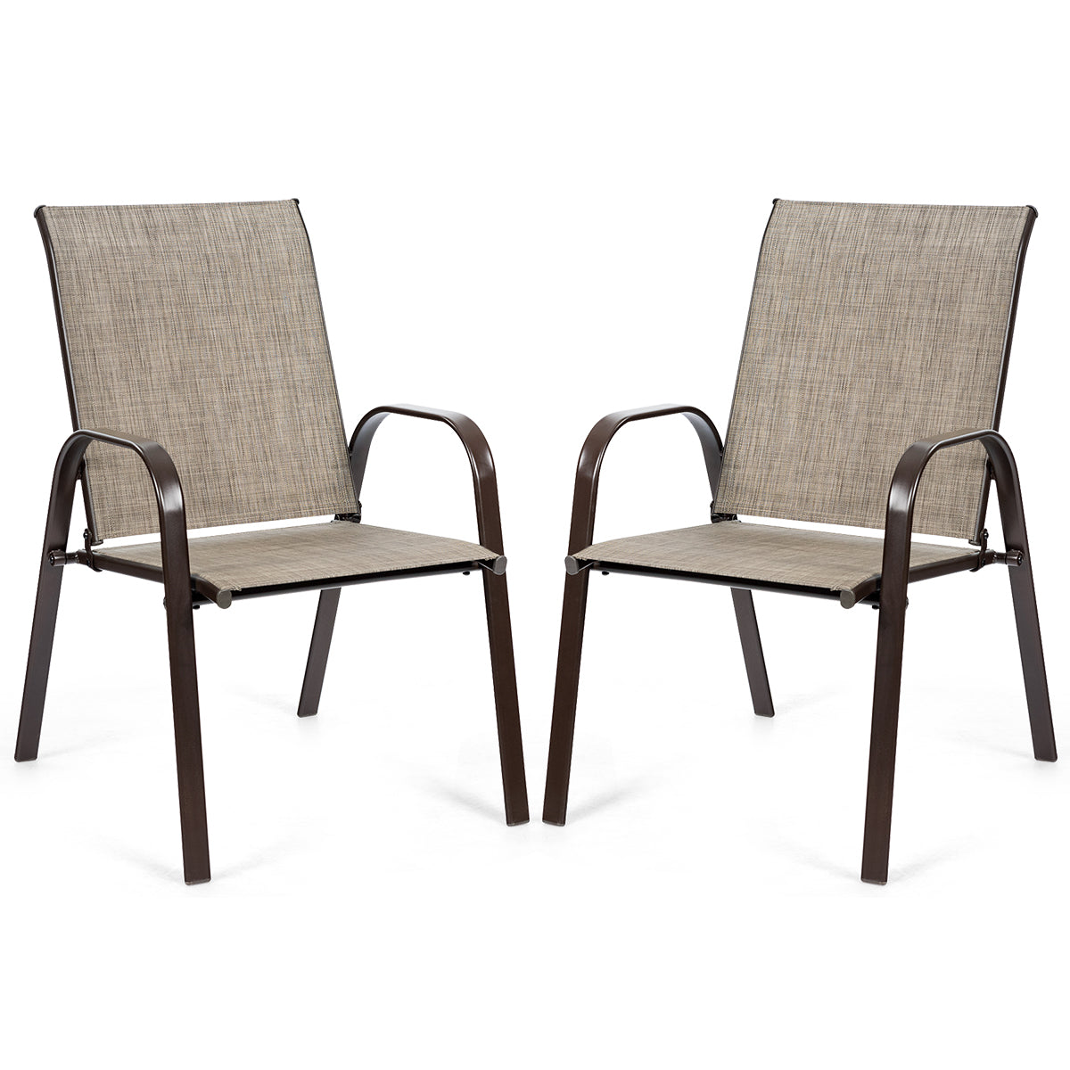 2 Piece Patio Outdoor Camping Chairs Set with Breathable Fabric-Black