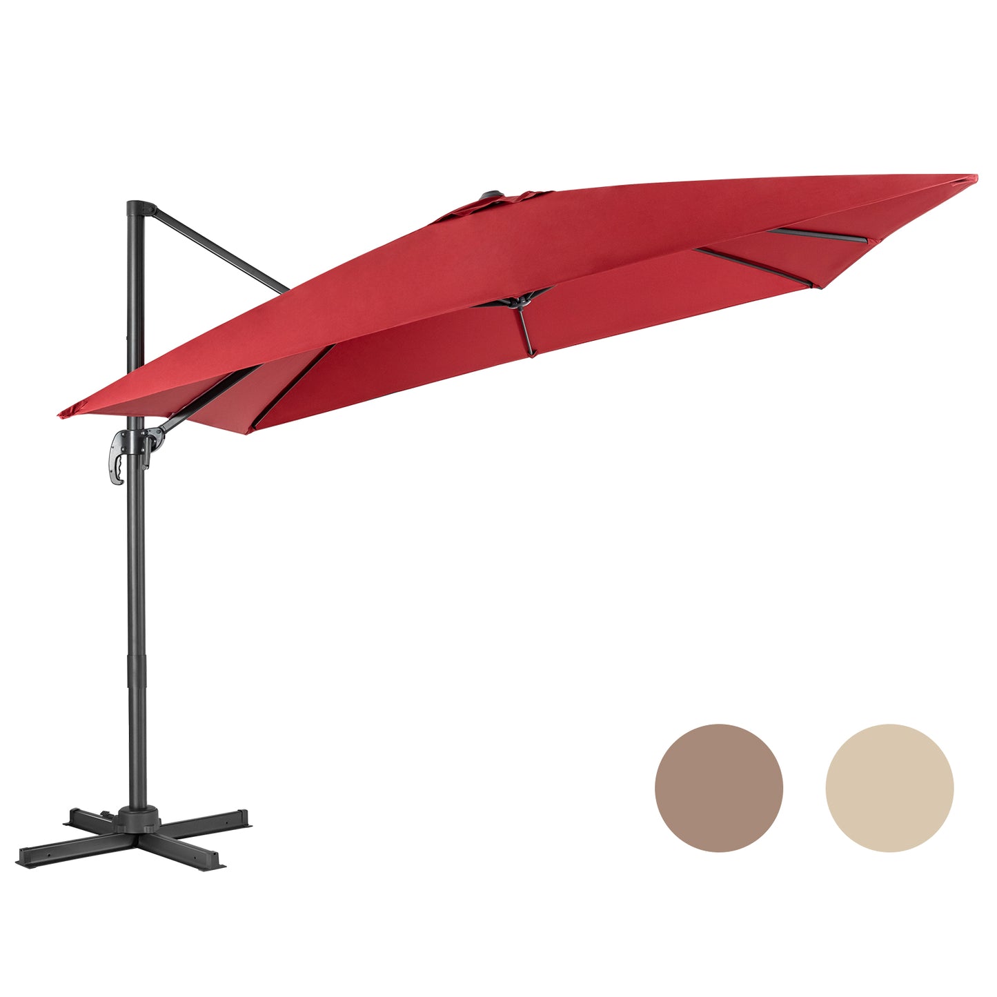 Patio Umbrella Square Offset with Cross Base and Tilt Adjustable-Beige