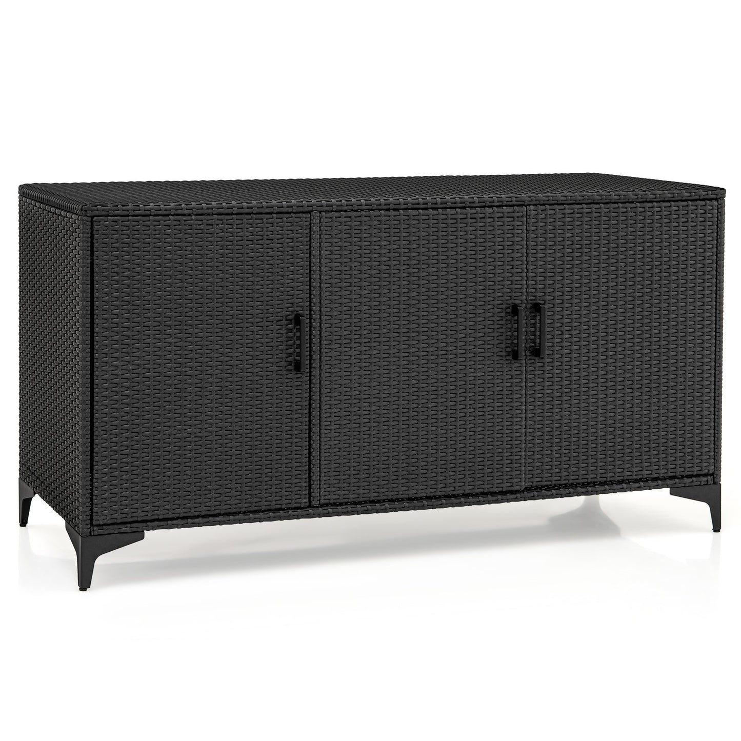 318 L Patio Wicker Storage Cabinet Deck Box with Removable Shelves-Brown