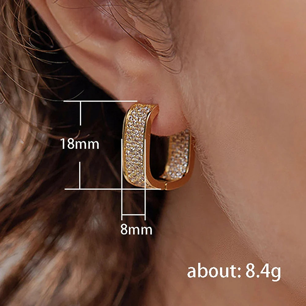 Paved CZ Hoop Earrings for Women - Silver/Gold Colour Simple Earring Jewellery