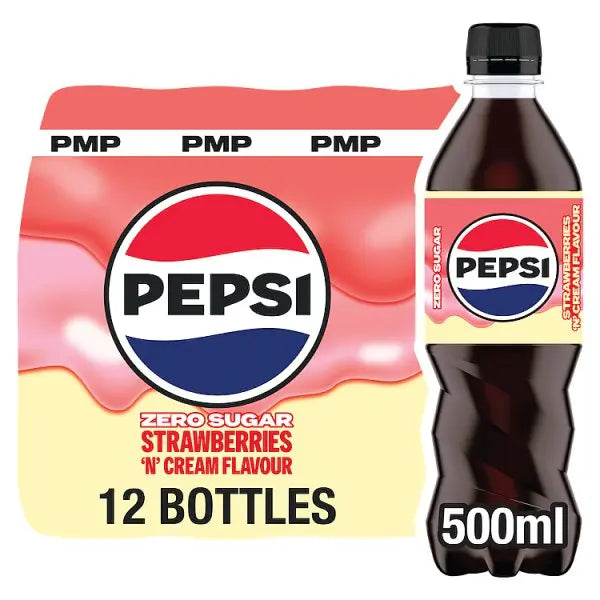 Pepsi Strawberries 'N' Cream Flavour PMP Bottles 12 x 500ml (Case of 12)
