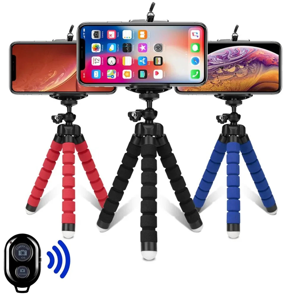 Phone Tripod Stand - Mini Tripod with Mobile Camera Holder Clip for Smartphone & Camera
