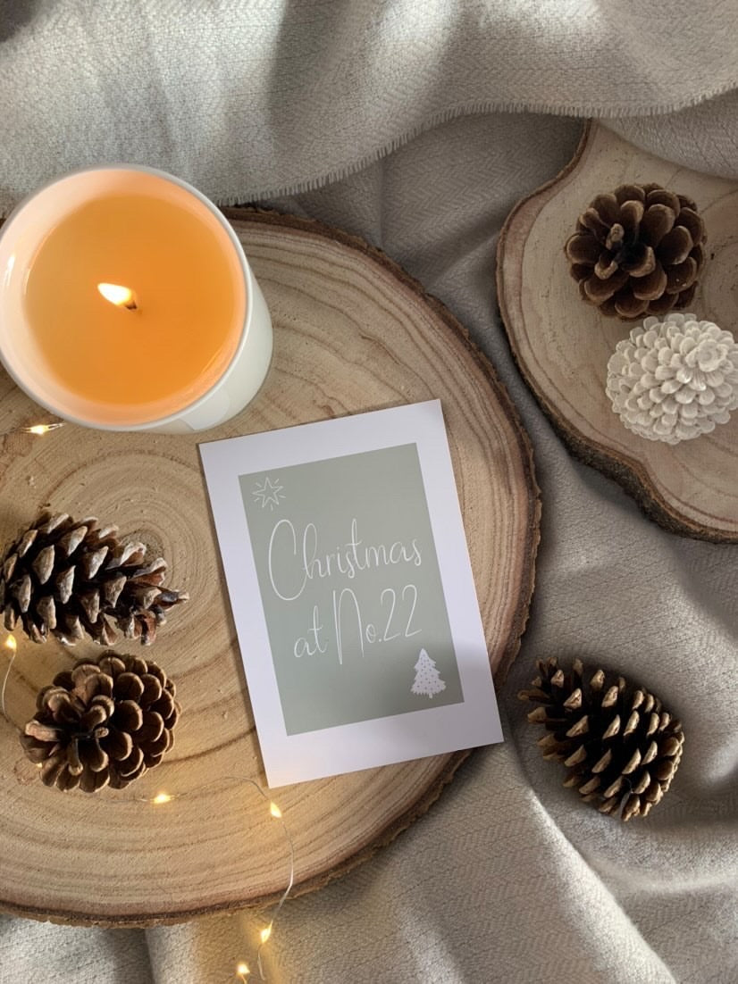 Personalised Christmas At No Sage Green Background Winter Christmas Seasonal Wall Home Decor Print