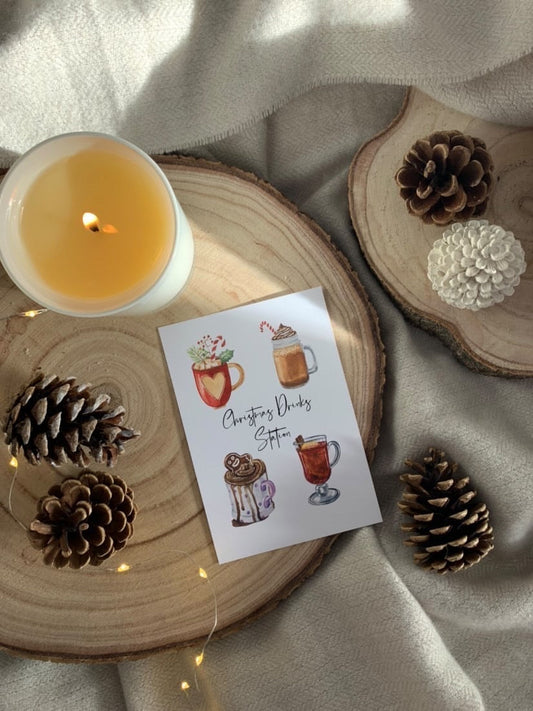 Christmas Drinks Station Winter Christmas Seasonal Wall Home Decor Print