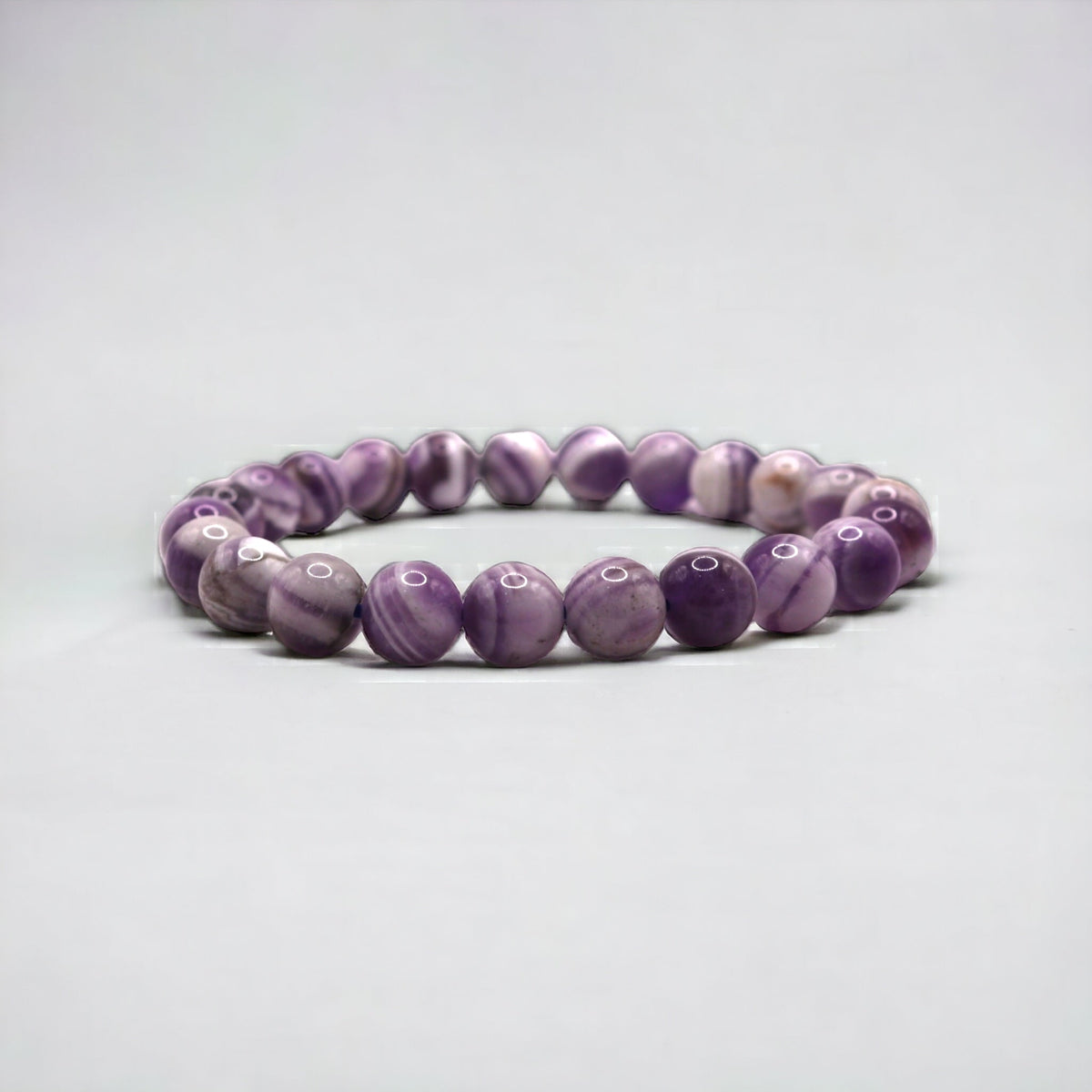 8mm High Quality Chevron Amethyst Strech Bracelet