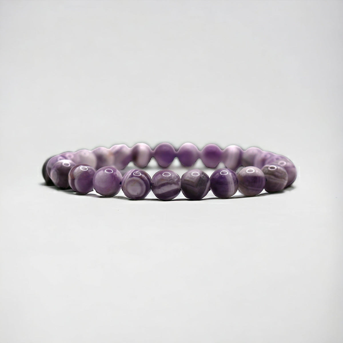 8mm High Quality Chevron Amethyst Strech Bracelet
