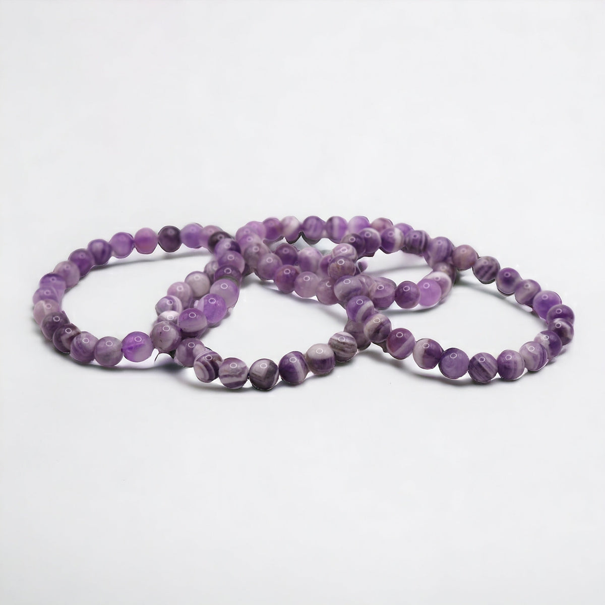 8mm High Quality Chevron Amethyst Strech Bracelet