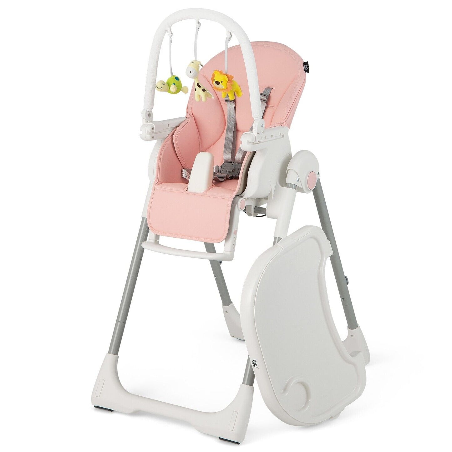 4-in-1 Foldable Baby High Chair with 7 Adjustable Heights and 4 Reclining Angles-Black