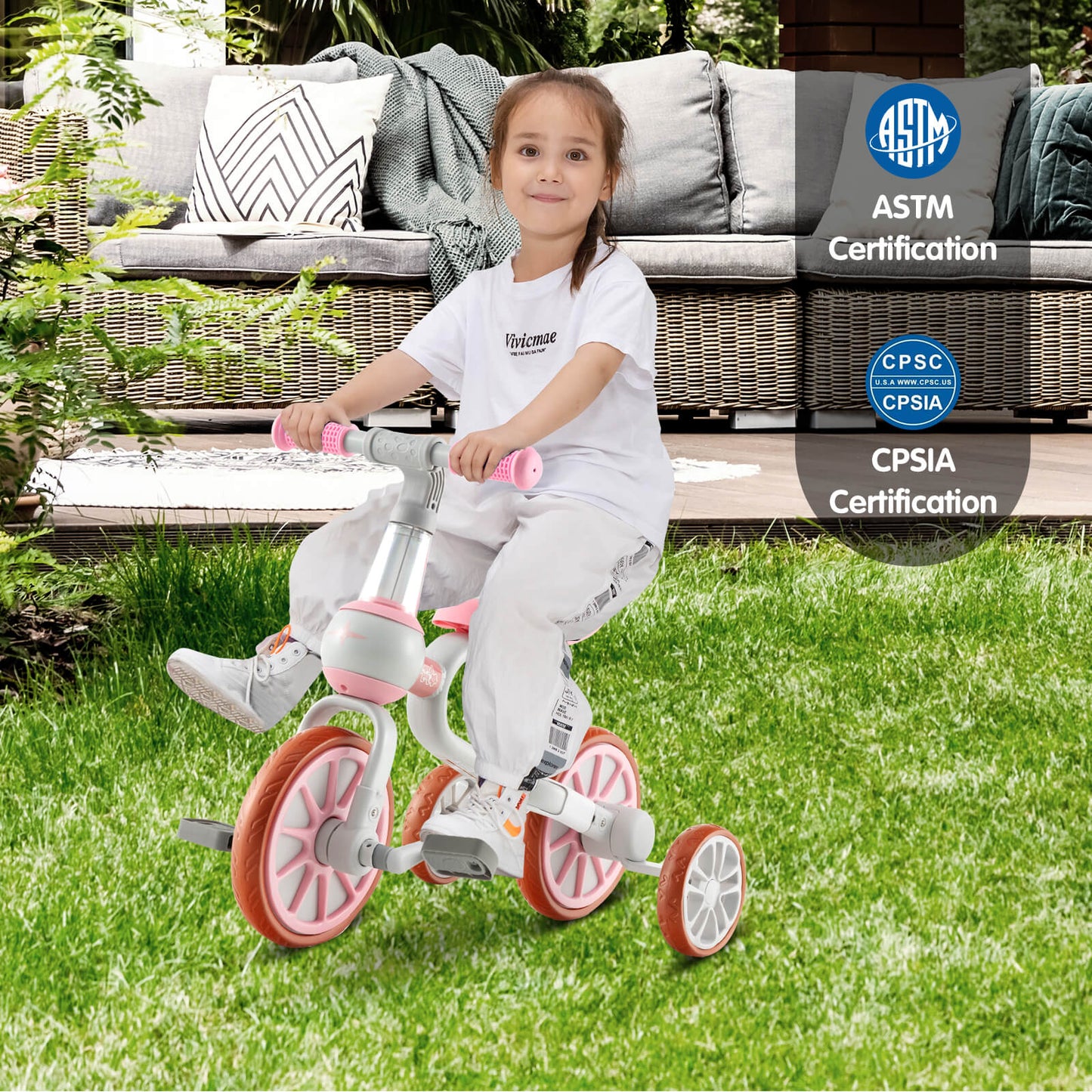 4-in-1 Multifunctional Kids Training Balance Trike wih Adjustable Push Handle-Navy