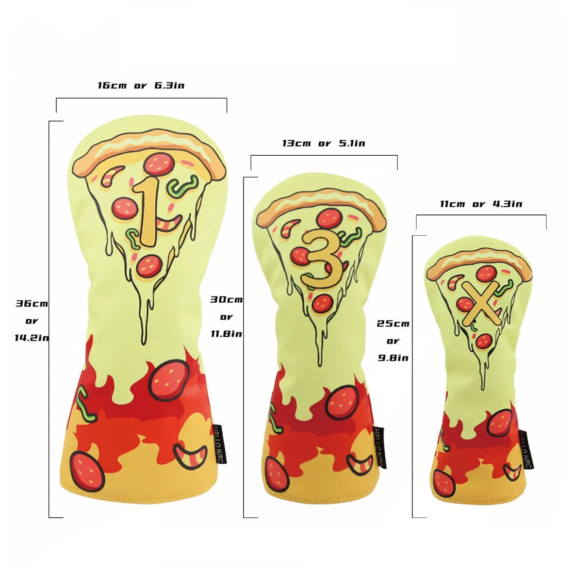 Pizza Golf Club Headcover Driver Fairway Hybrid Head Cover PU Leather Lined